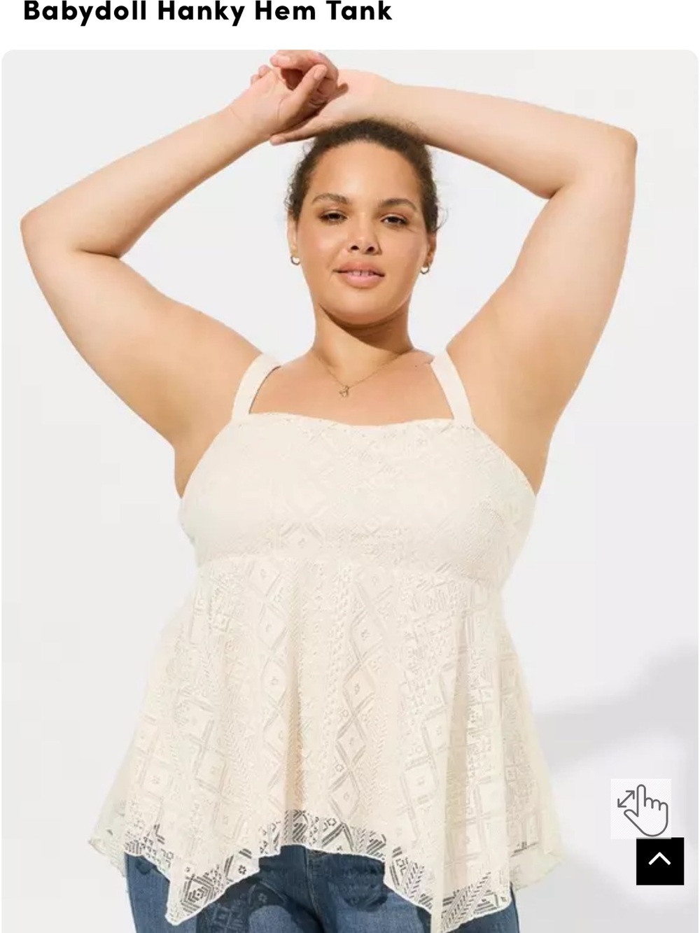torrid Cream Lace Babydoll Hanky-Hem Tank